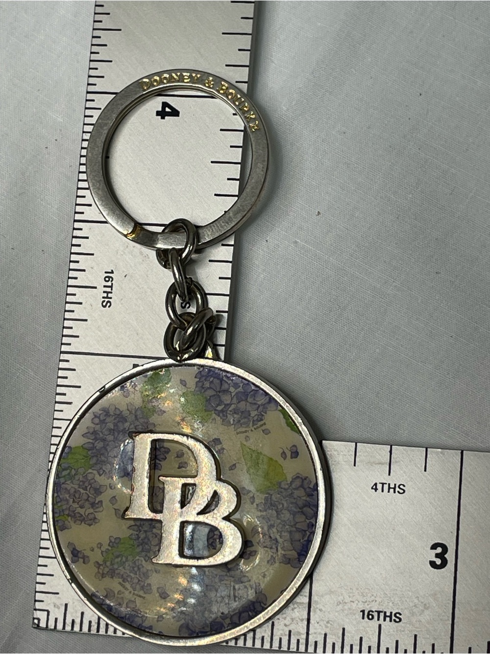 Dooney & Bourke Hydrangea Keychain DB Logo Floral Enamel Key Ring - Picture 6 of 6